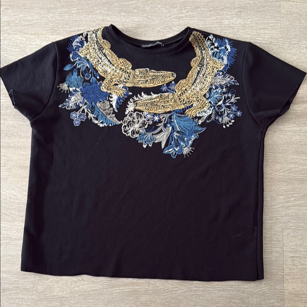 Black and Gold Kids Shirt with Blue Accents